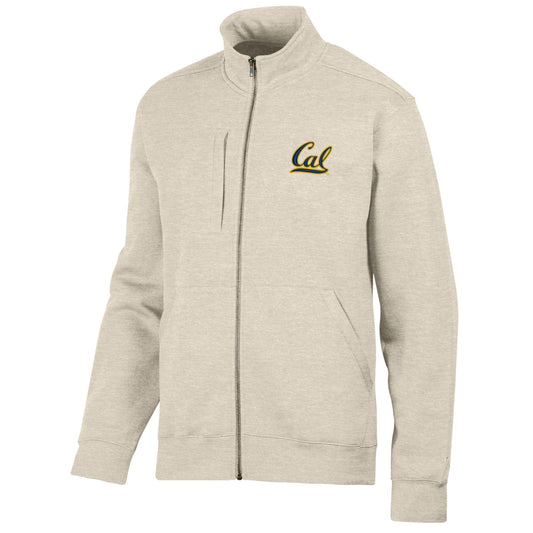 UC Berkeley embroidered rich cotton men's Cal embroidered zip-Up sweatshirt-Oatmeal-Shop College Wear