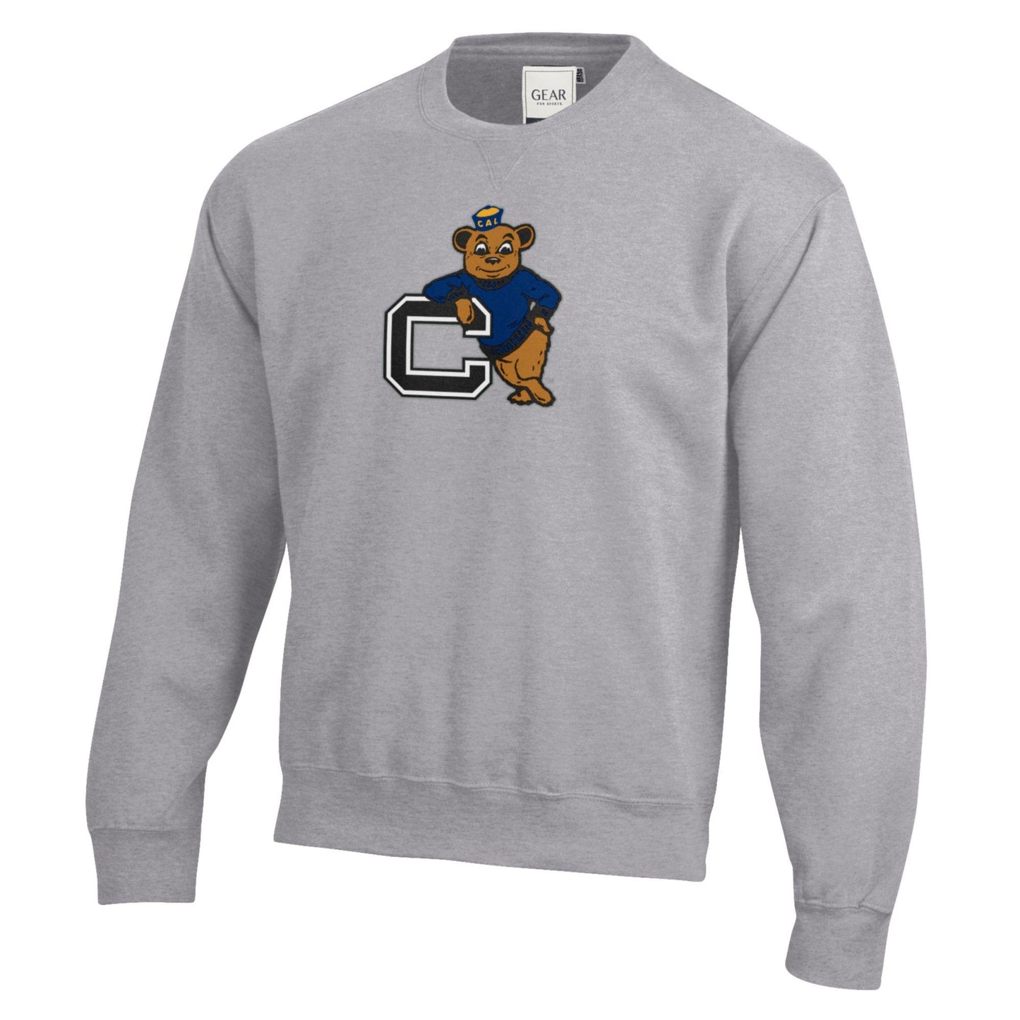 UC Berkeley Cal Standing Oski felt applique soft cotton crew neck sweatshirt-Gray