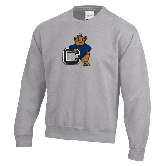UC Berkeley Cal Standing Oski felt applique soft cotton crew neck sweatshirt-Gray-Shop College Wear