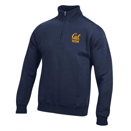 U.C. Berkeley Cal Mom embroidered cotton rich quarter zip-up hoodie sweatshirt-Navy-Shop College Wear