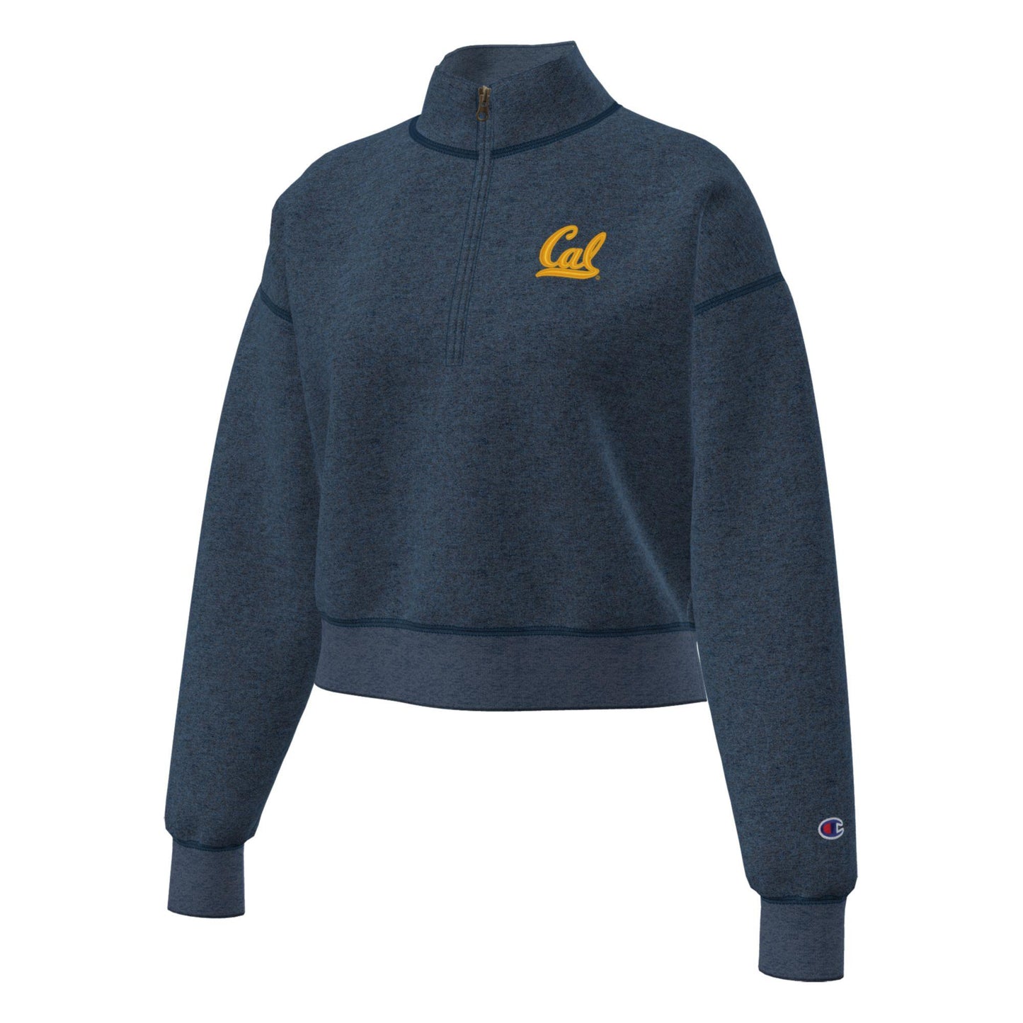 U.C. Berkeley Cal women's Triumph fleece crop 1/4 zip-Navy-Shop College Wear
