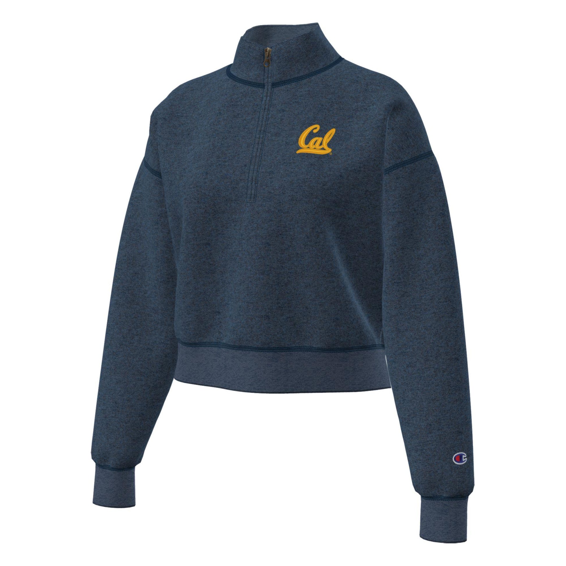 U.C. Berkeley Cal women's Triumph fleece crop 1/4 zip-Navy-Shop College Wear