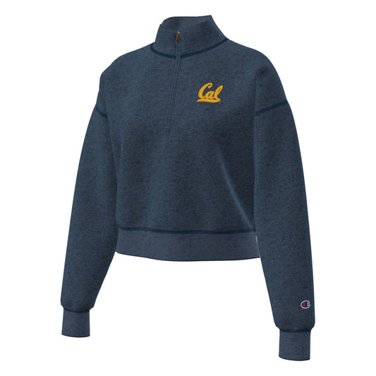 U.C. Berkeley Cal women's Triumph fleece crop 1/4 zip-Navy-Shop College Wear