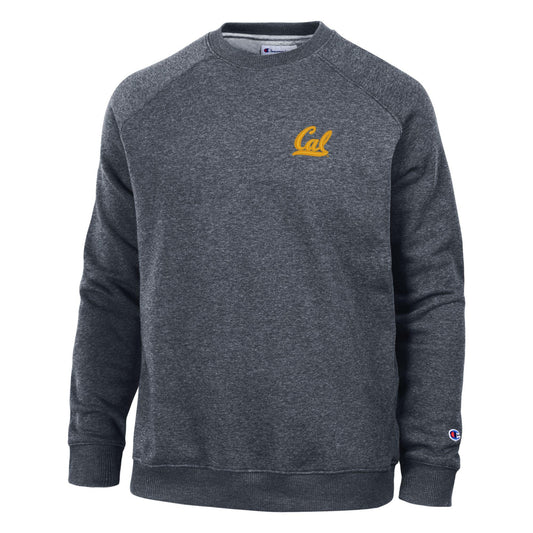 University of California Berkeley Cal embroidered Men's Triumph fleece crewneck sweatshirt-Navy-Shop College Wear