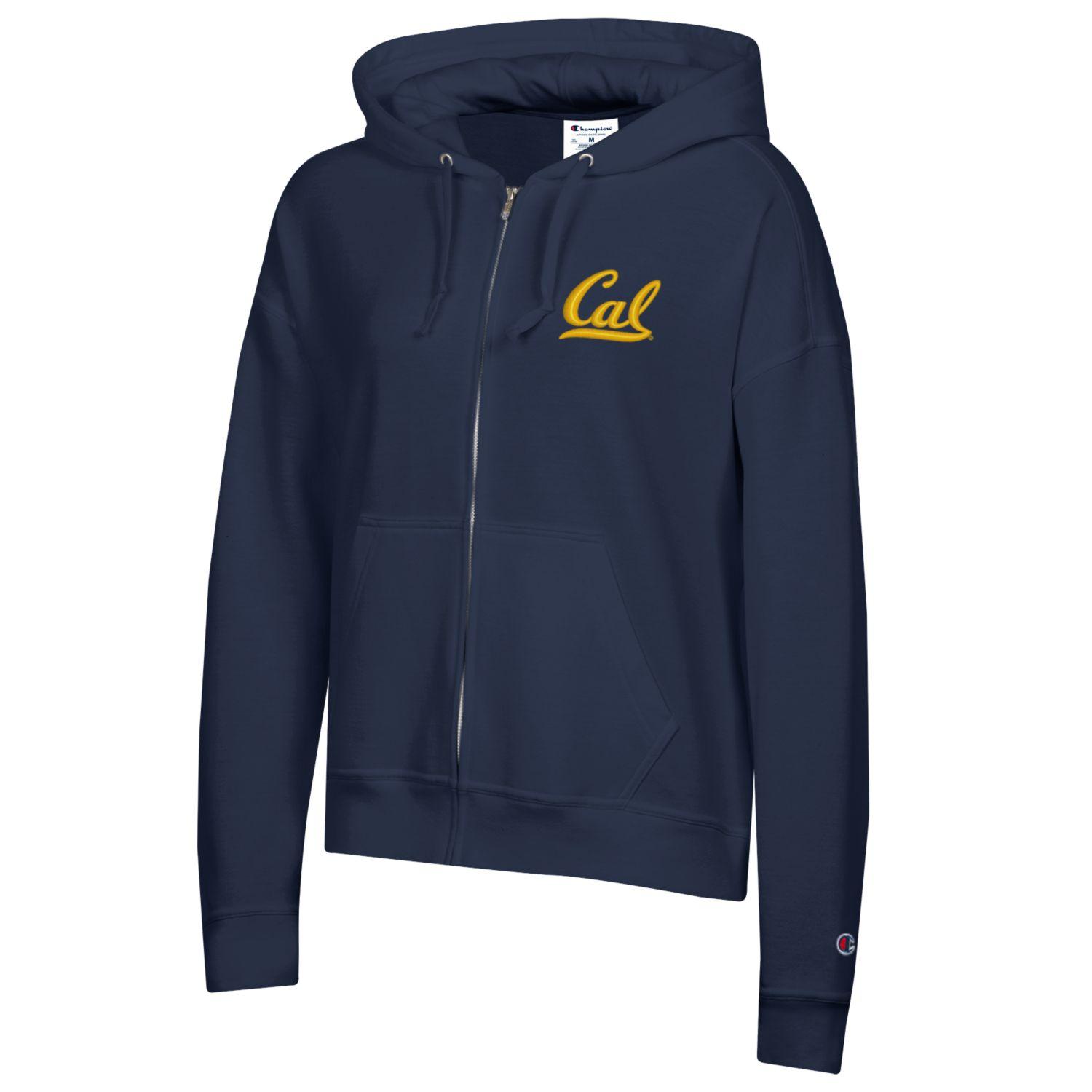 U.C. Berkeley Cal embroidered women's zip-up hoodie pebble fleece sweatshirt-Navy-Shop College Wear