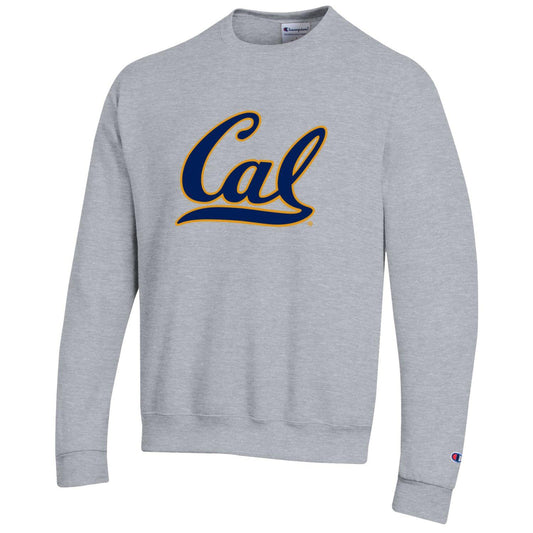 U.C. Berkeley double layer Versa Twill applique Champion crew-neck sweatshirt-Gray-Shop College Wear