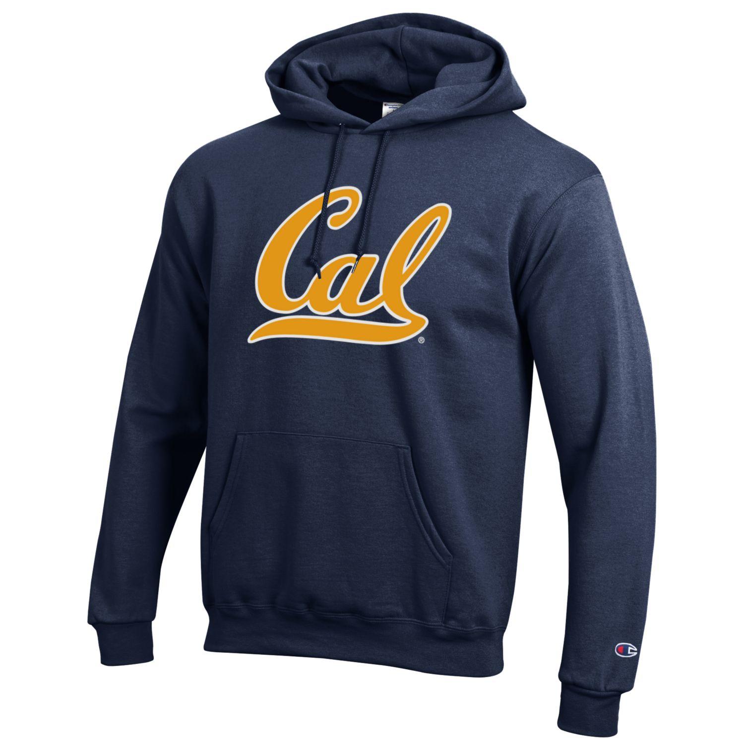 U.C. Berkeley Cal double layer Versa Twill applique Champion hoodie sweatshirt-Navy-Shop College Wear
