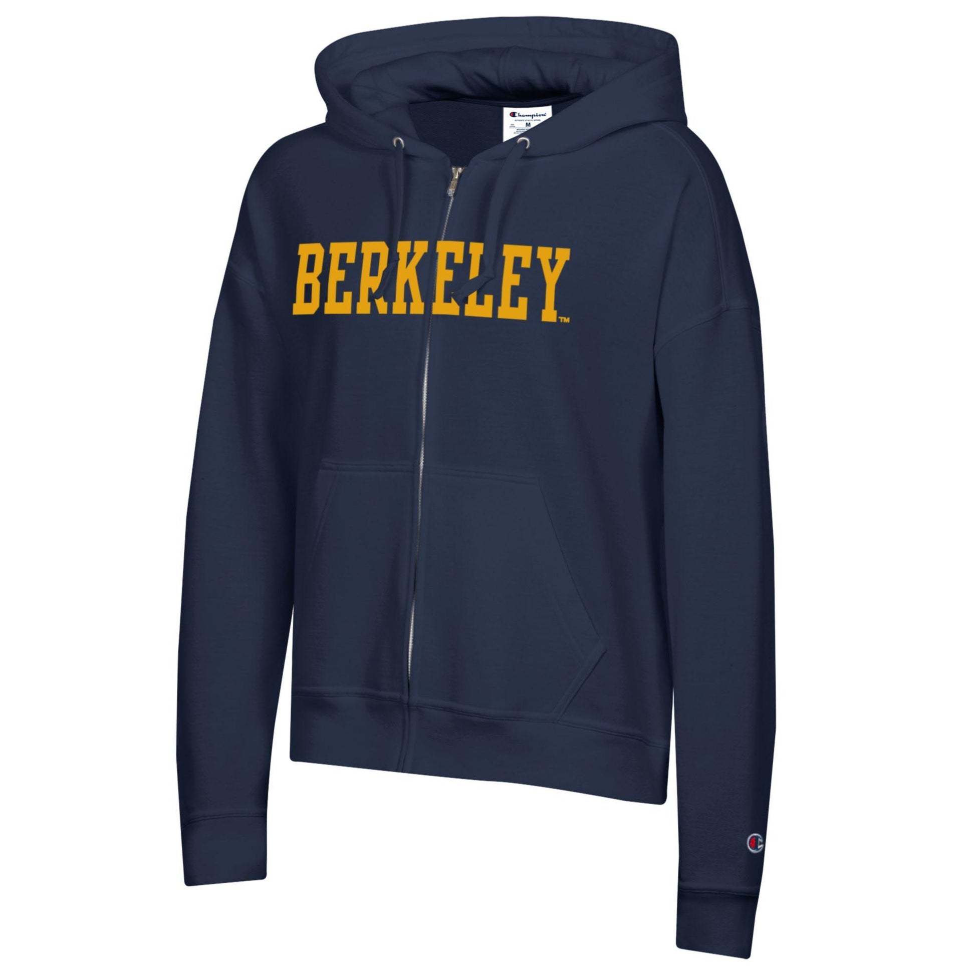 U.C. Berkeley Cal Berkeley applique women's zip-up hoodie pebble fleece sweatshirt-Navy-Shop College Wear