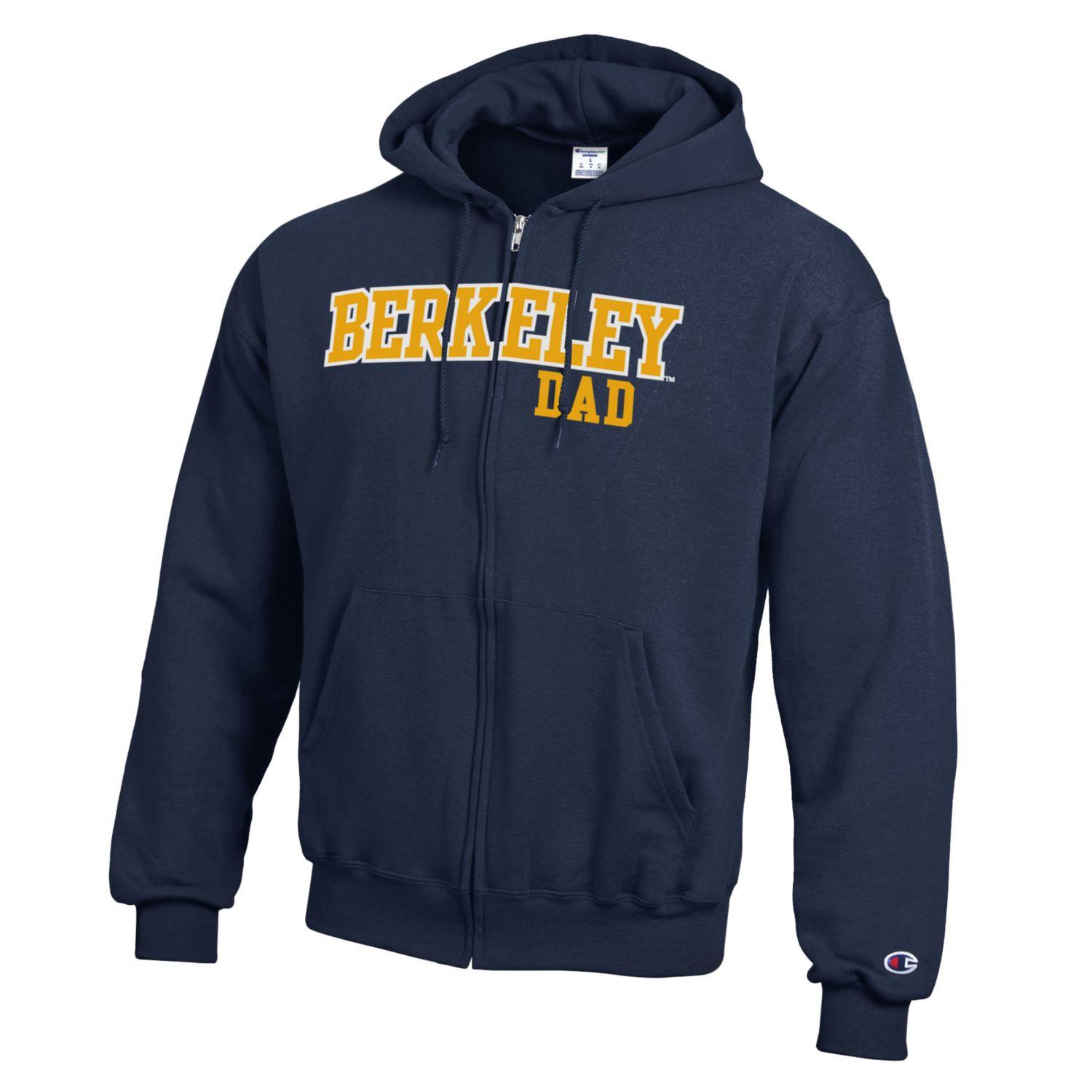 U.C. Berkeley Dad applique zip-up hoodie sweatshirt-Navy-Shop College Wear