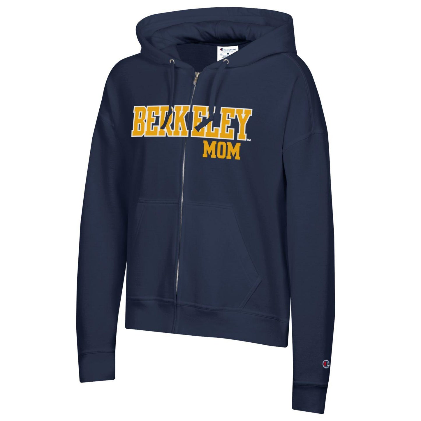 U.C. Berkeley Mom applique zip-up hoodie pebble fleece sweatshirt-Navy-Shop College Wear