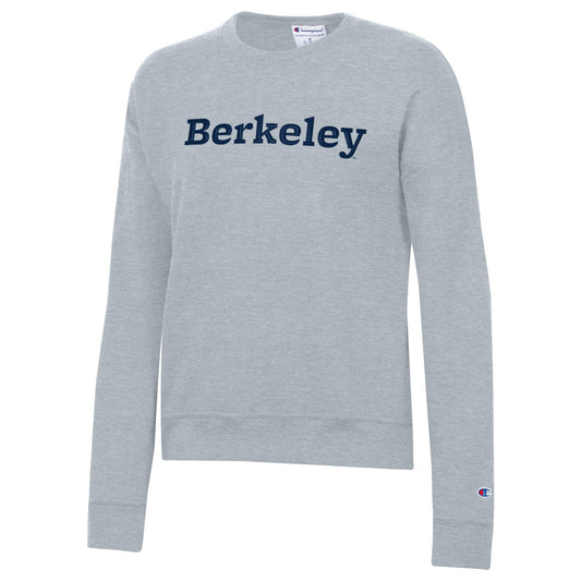 U.C. Berkeley Cal Champion women's Berkeley 3D embroidered crew-neck sweatshirt-Gray-Shop College Wear