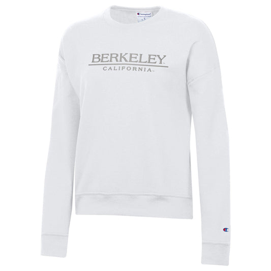 U.C. Berkeley Champion women's Berkeley California 3D embroidered crew-neck sweatshirt-Gray-Shop College Wear