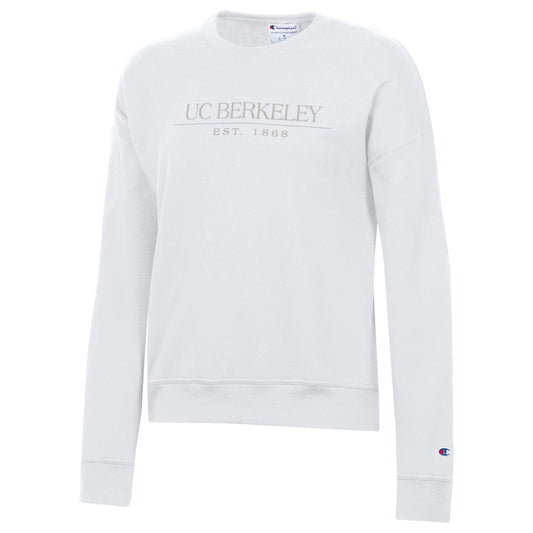 U.C. Berkeley Cal Champion women's embroidered crew-neck sweatshirt-White-Shop College Wear