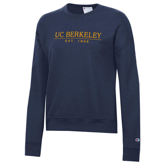 U.C. Berkeley Cal embroidered Champion women's crew-neck sweatshirt-Navy-Shop College Wear