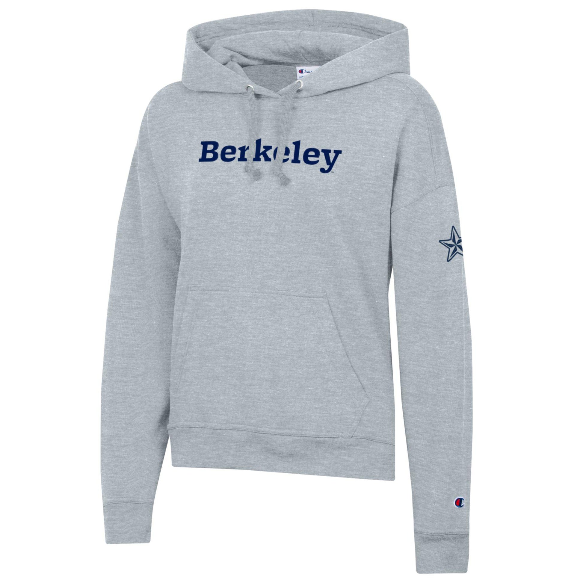 U.C. Berkeley 3D Berkeley and star embroidered women's Champion fleece hoodie -Gray-Shop College Wear