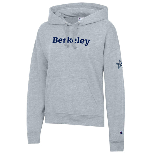 U.C. Berkeley 3D Berkeley and star embroidered women's Champion fleece hoodie -Gray-Shop College Wear