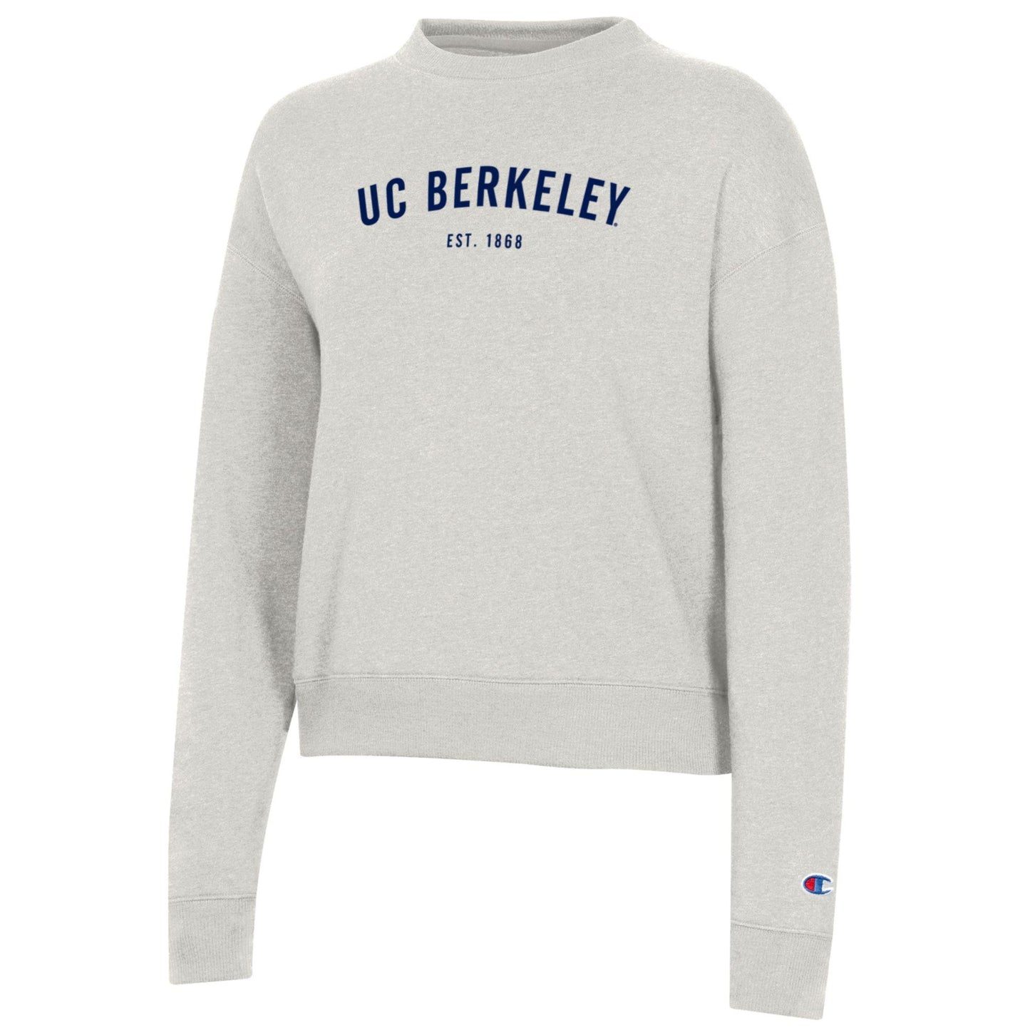 U.C. Berkeley arch 1868 embroidered Women's Champion Triumph crew-neck sweatshirt-Oatmeal-Shop College Wear