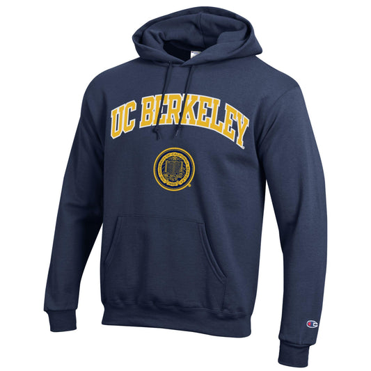 U.C. Berkeley double applique and seal Versa Twill hoodie sweatshirt-Navy-Shop College Wear
