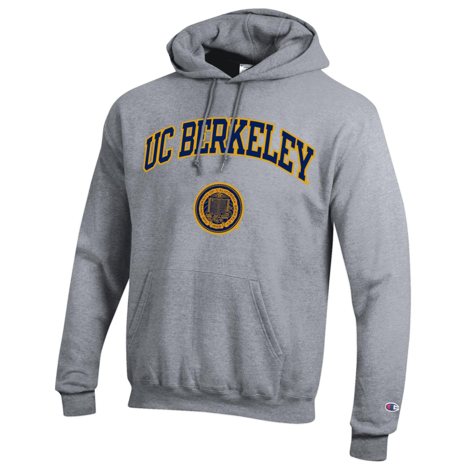 U.C. Berkeley double applique and seal Versa Twill hoodie sweatshirt-Gray-Shop College Wear