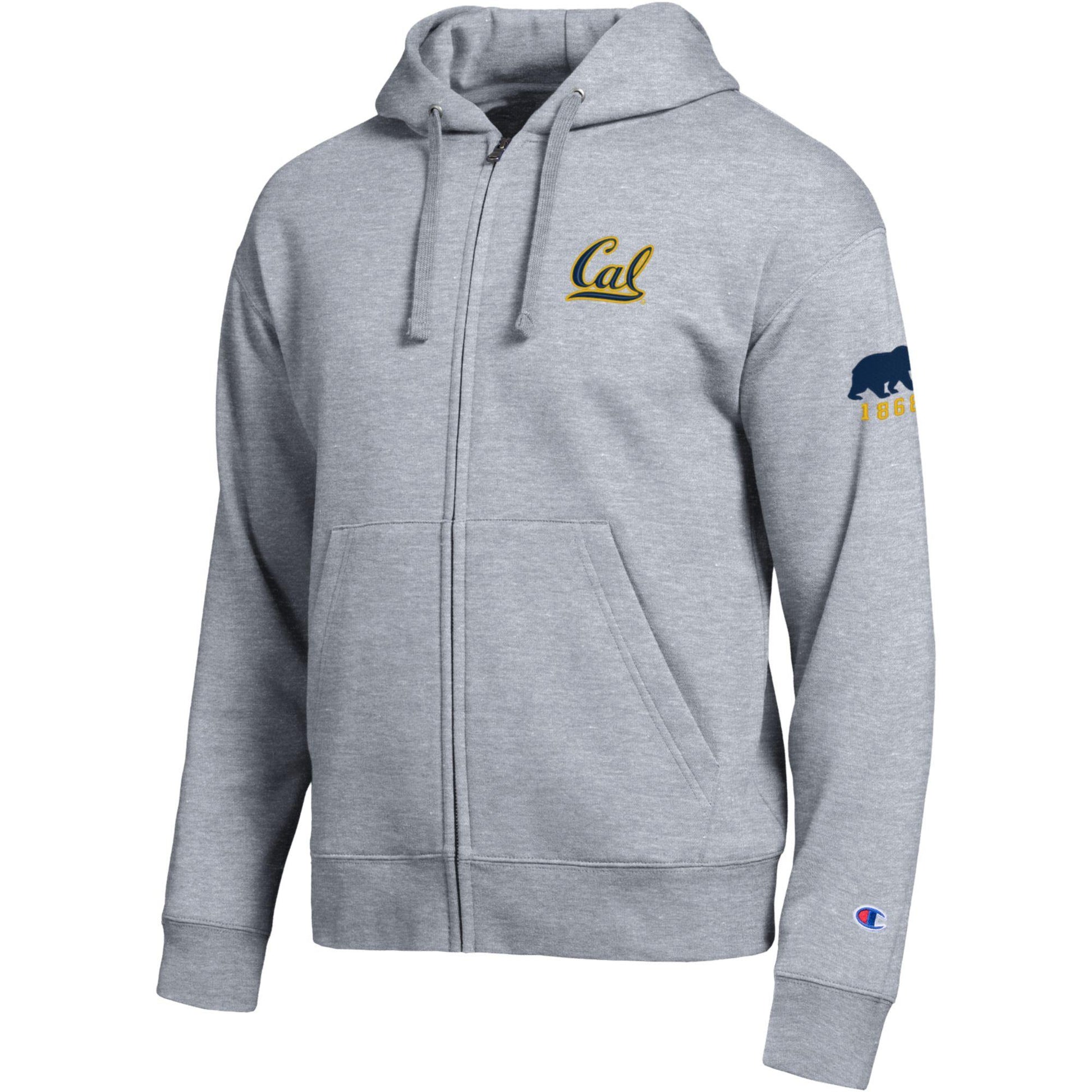 U.C. Berkeley Cal embroidered Champion zip-up hoodie sweatshirt-Gray-Shop College Wear