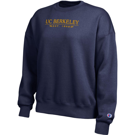 U.C. Berkeley Champion women's crew-neck sweatshirt-Navy-Shop College Wear