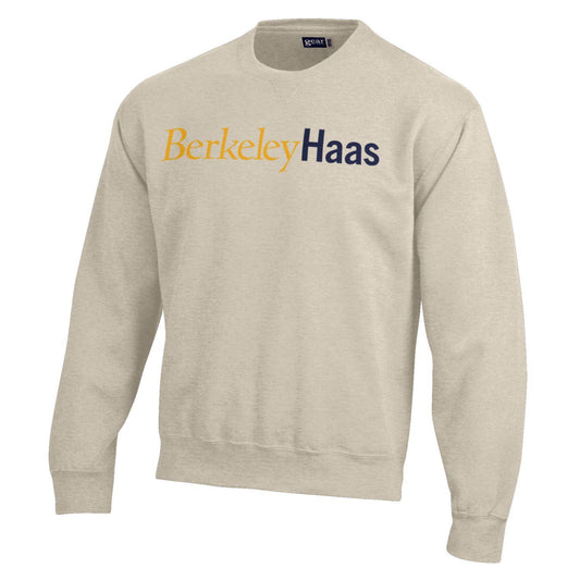 U.C. Berkeley Haas business school cotton rich crew-neck sweatshirt-Oatmeal-Shop College Wear