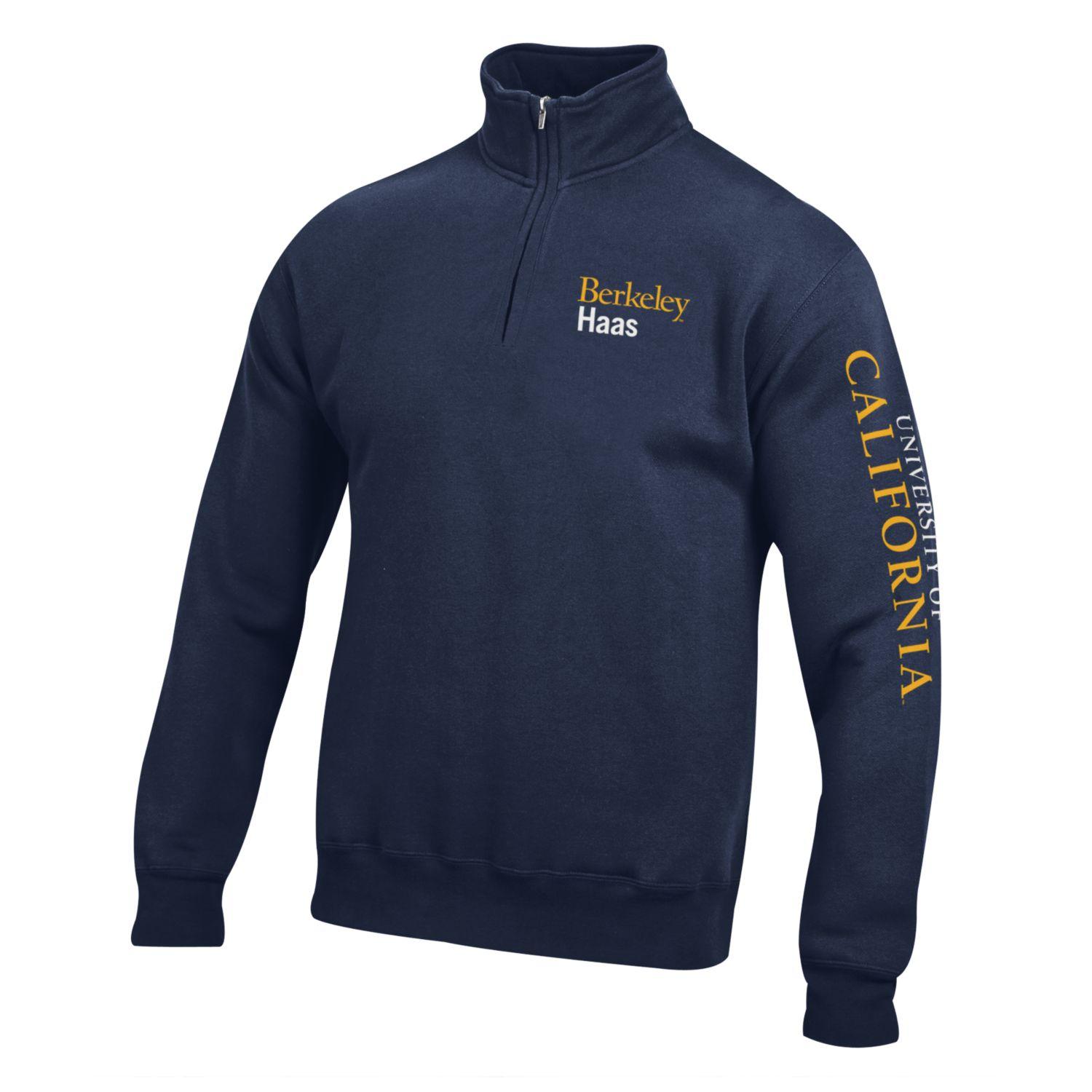 U.C. Berkeley Haas Business school rich cotton 1/4" zip sweatshirt-Navy-Shop College Wear