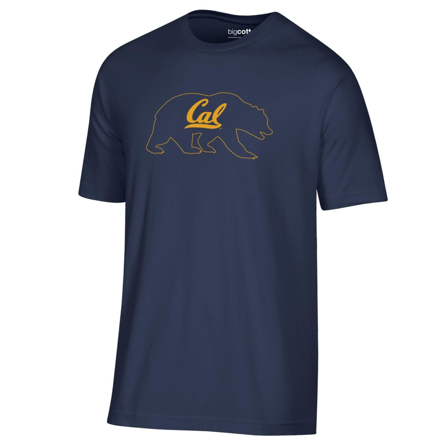 U.C. Berkeley Cal Soft T-Shirt-Navy with the bear mascot outline and gold script Cal.-Shop College Wear