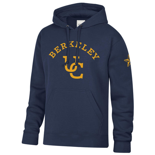 U.C. Berkeley arched Berkeley over the interlocking UC logo cotton rich hoodie sweatshirt-Navy-Shop College Wear