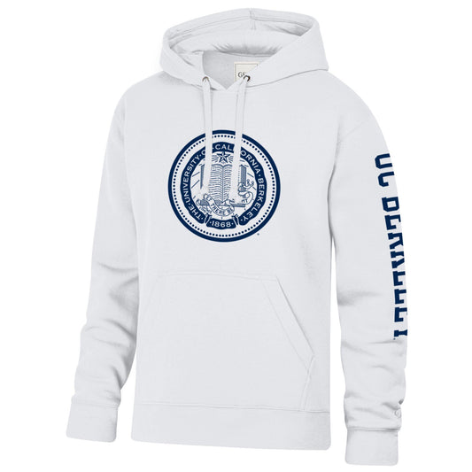 U.C. Berkeley rich cotton hoodie with large school seal sweatshirt-White-Shop College Wear