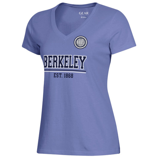 UC Berkeley Cal women's V-Neck relaxed T-Shirt with the school seal -Lavender-Shop College Wear