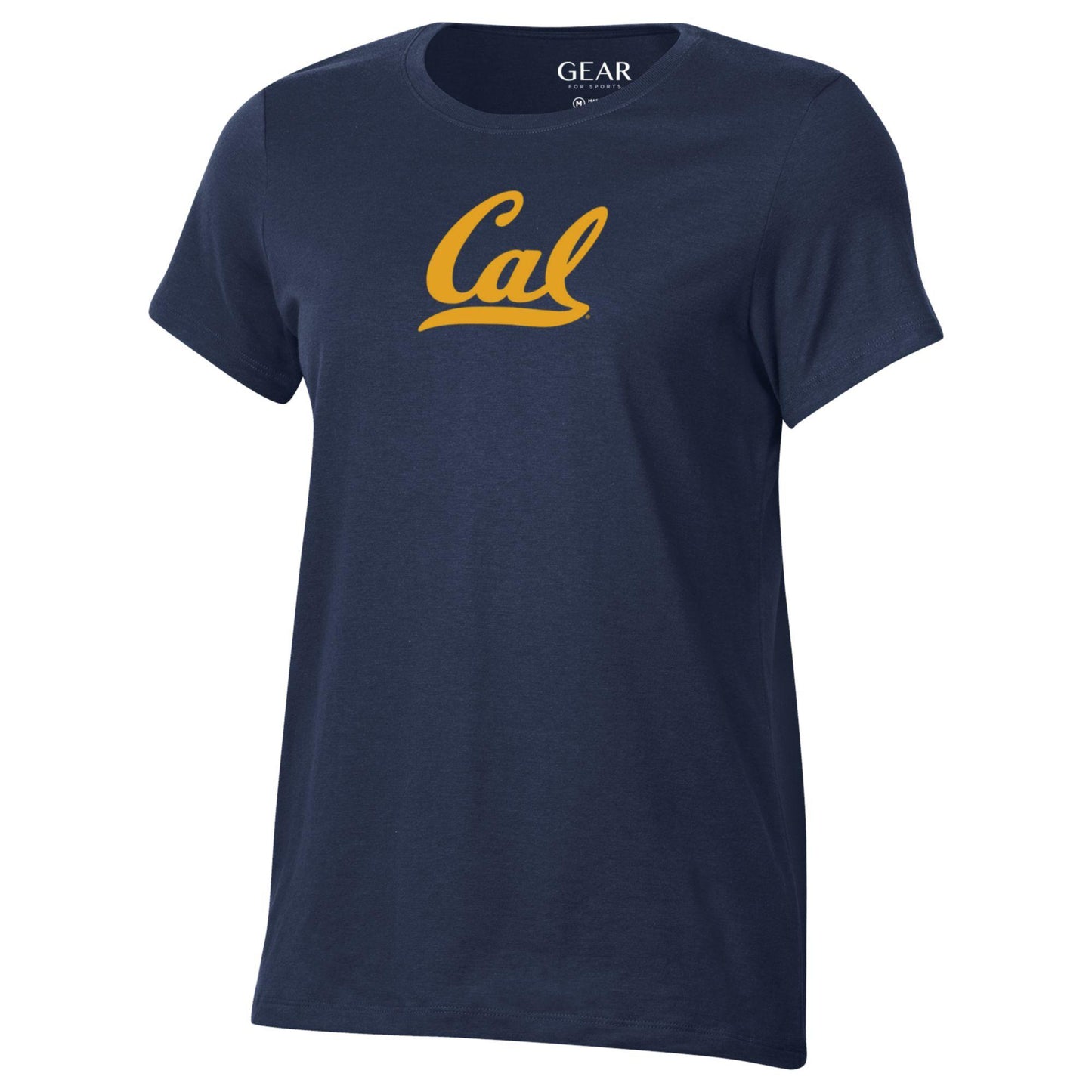 UC Berkeley women's crew neck T-Shirt with gold Script Cal-Navy-Shop College Wear