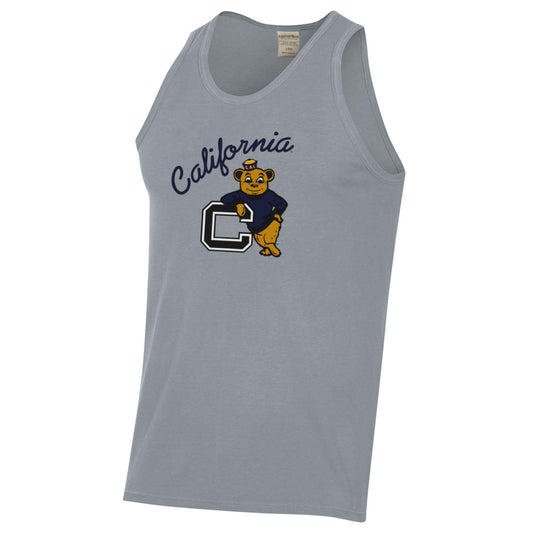 U.C. Berkeley Cal men's comfort wash tank top with California over the Standing Oski logo-Charcoal-Shop College Wear