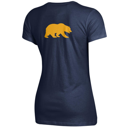 U.C. Berkeley Cal Mom Gear relaxed fit T-Shirt with Cal Mom on the left chest and The Bear mascot on the back-Navy-Shop College Wear