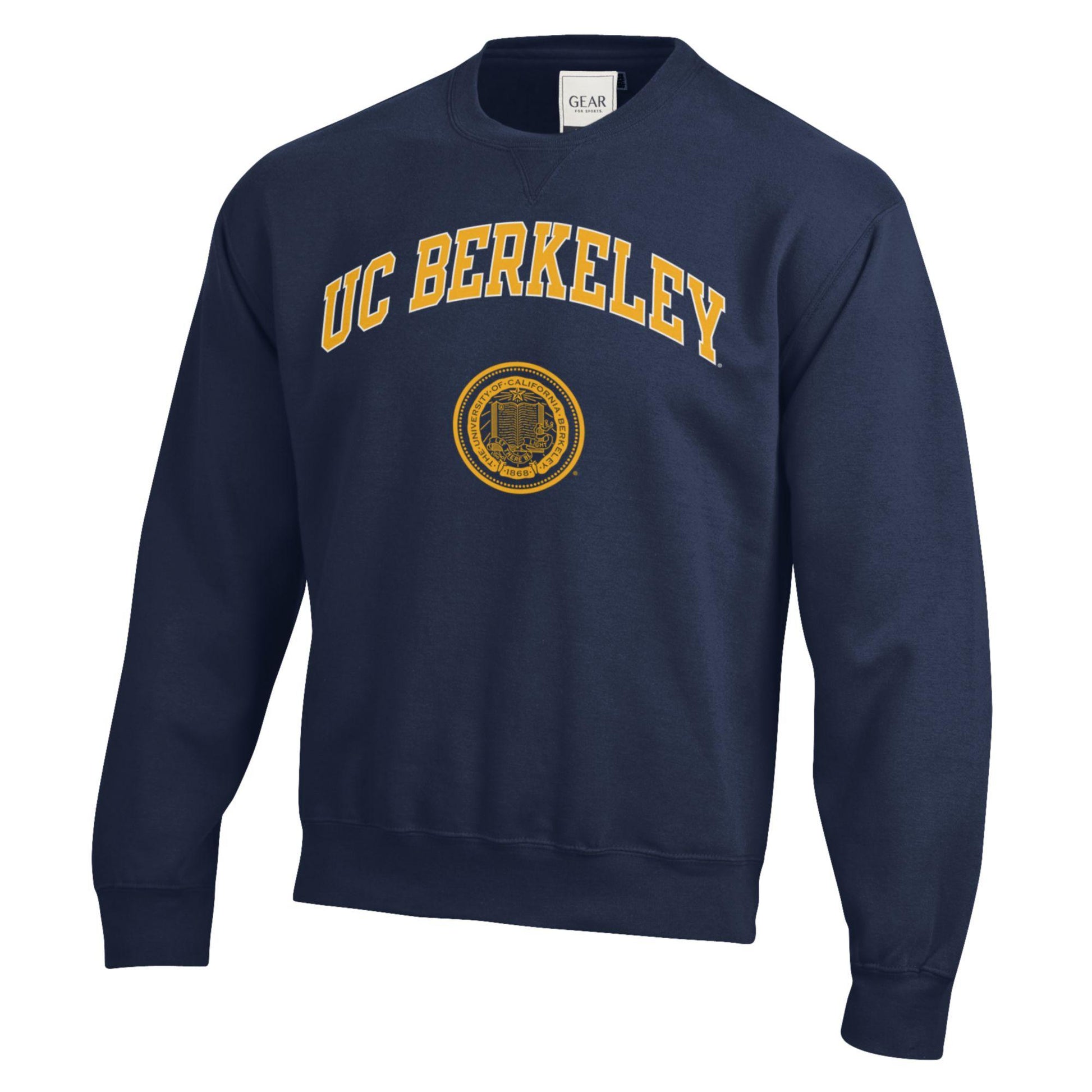 U.C. Berkeley Big Cotton arch and seal Rich Cotton Crew-Neck Sweatshirt-Navy