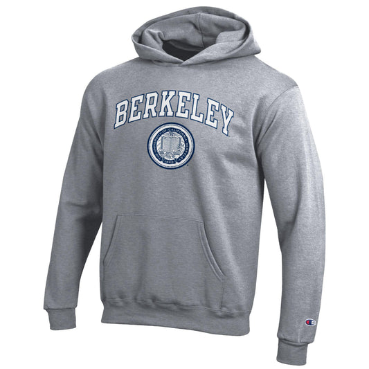 UC Berkeley Cal Champion youth hoodie sweatshirt with Berkeley arch and seal-Gray-Shop College Wear