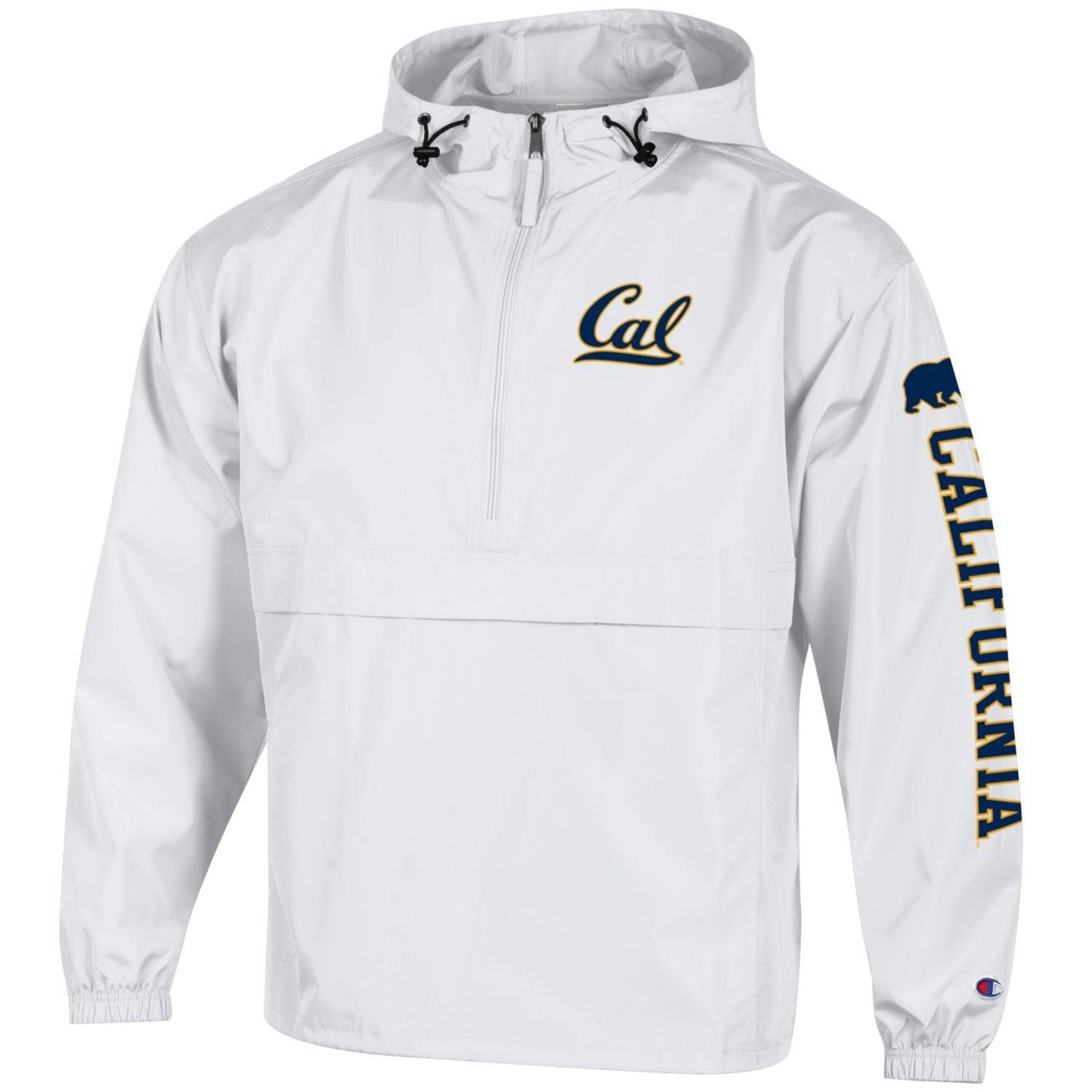 UC Berkeley bold script Cal Champion Men's Pack & Go Jacket -White-Shop College Wear