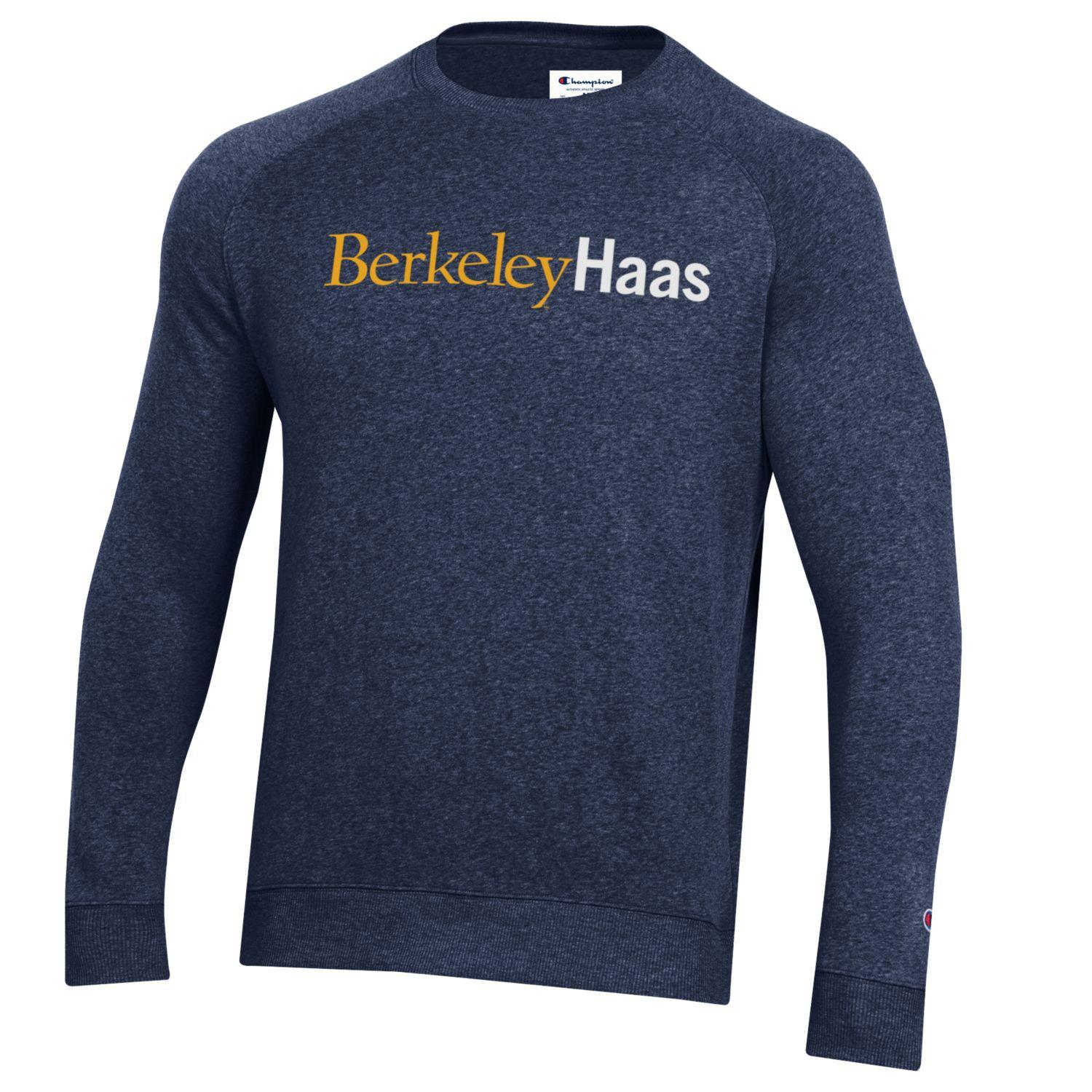 University of California Berkeley Haas Champion Men's Triumph fleece crewneck sweatshirt-Navy-Shop College Wear