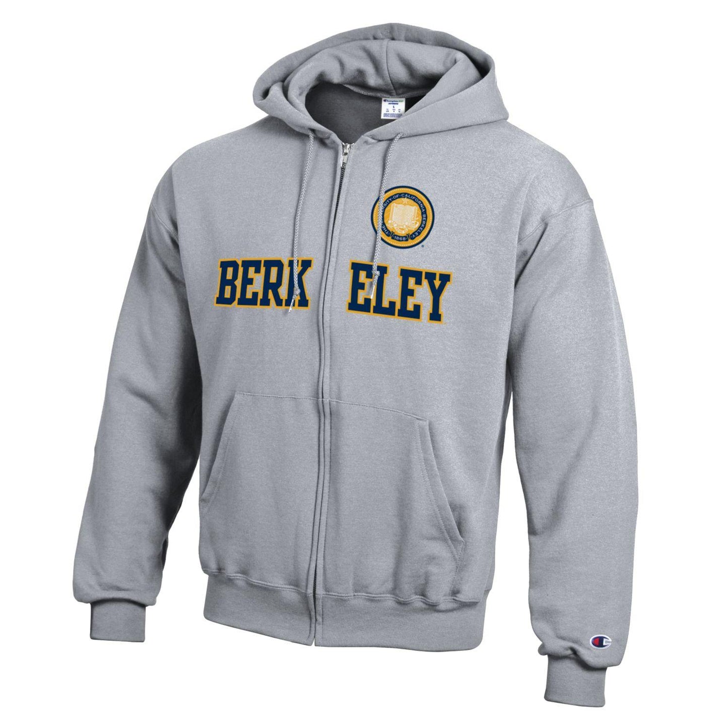 U.C. Berkeley Cal Champion Zip-Up hoodie with offset school seal-sweatshirt-Grey-Shop College Wear