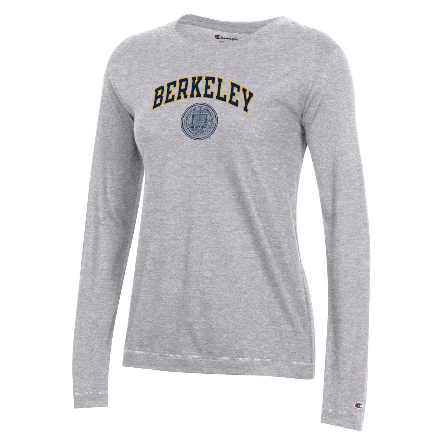 U.C. Berkeley arch & seal women's Champion long sleeve T-Shirt-Gray-Shop College Wear