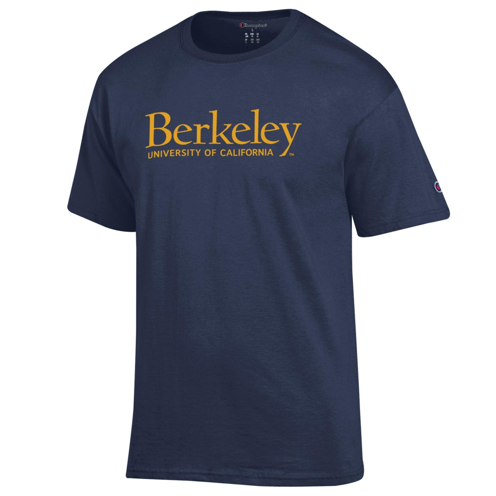 U.C. Berkeley wordmark Berkeley over University of California Men's Champion T-Shirt-Navy