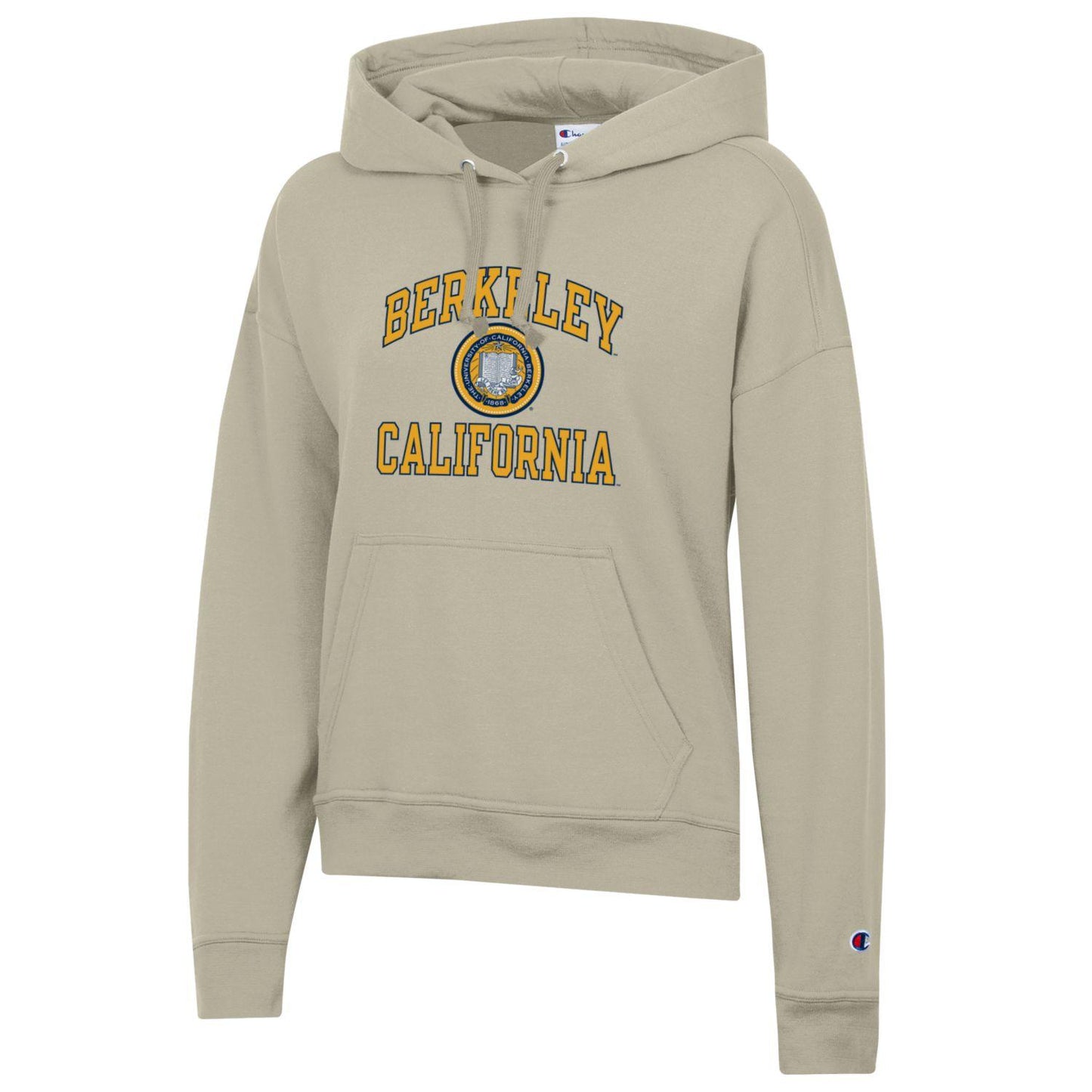 U.C. Berkeley vertical arch & California women's Champion fleece hoodie-Butter-Shop College Wear