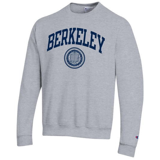 U.C. Berkeley Arch & Seal Champion crew-Neck sweatshirt-Gray-Shop College Wear