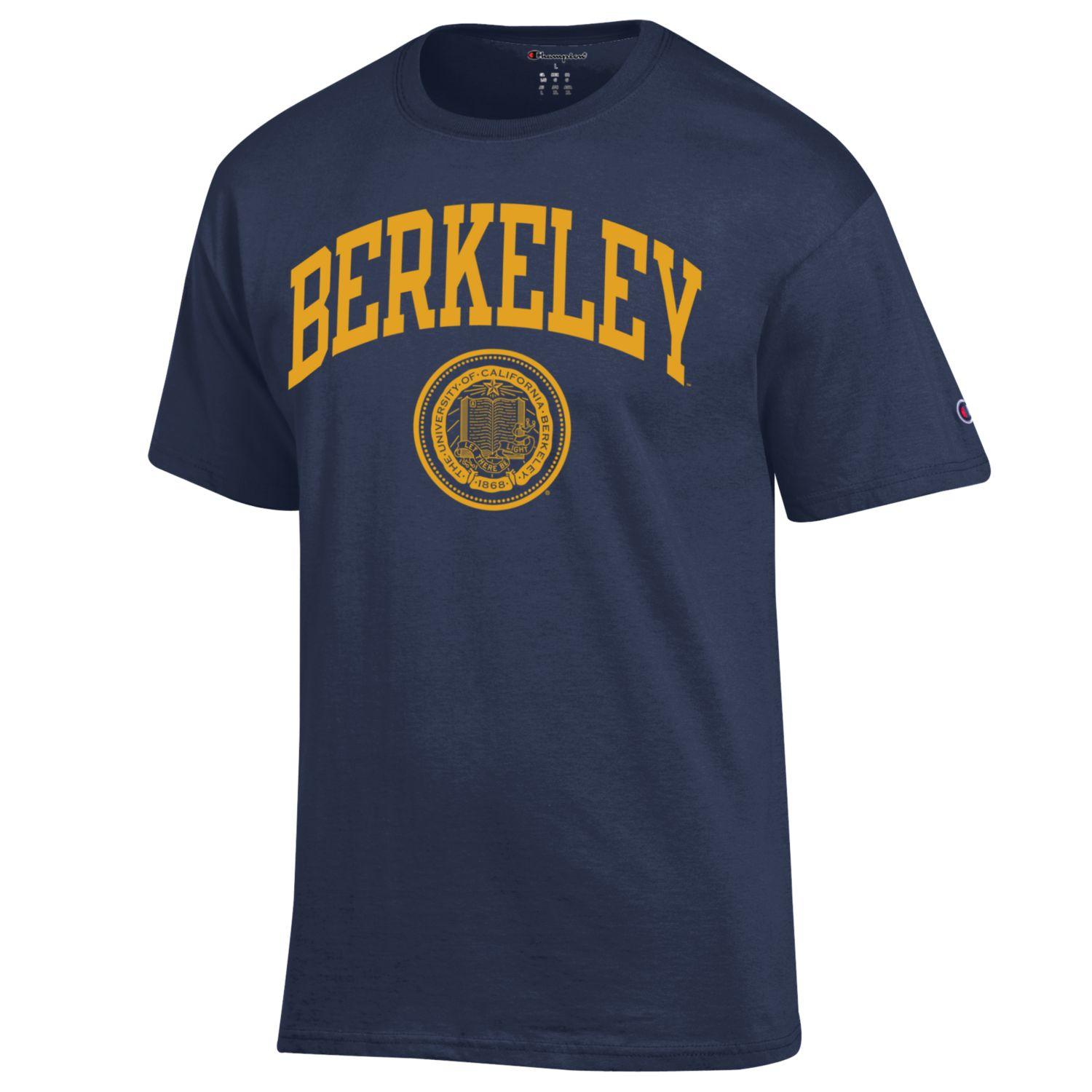University Of California Berkeley Champion Arch & Seal Men's T-Shirt - Navy-Shop College Wear