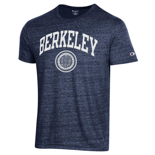 U.C. Berkeley Cal Bears Champion tri blend arch and seal T-shirt-Navy-Shop College Wear