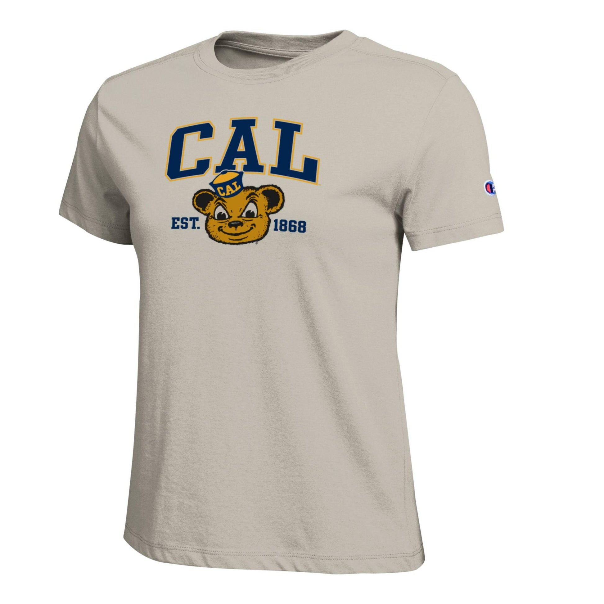 U.C. Berkeley women's Cal block and Oski crew-neck T-Shirt-Beige-Shop College Wear