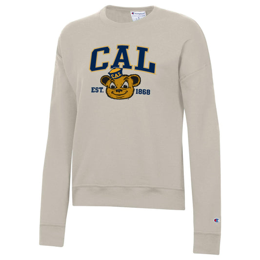 U.C. Berkeley Cal Champion women's CAL block and Oski crew-neck sweatshirt-Butter-Shop College Wear