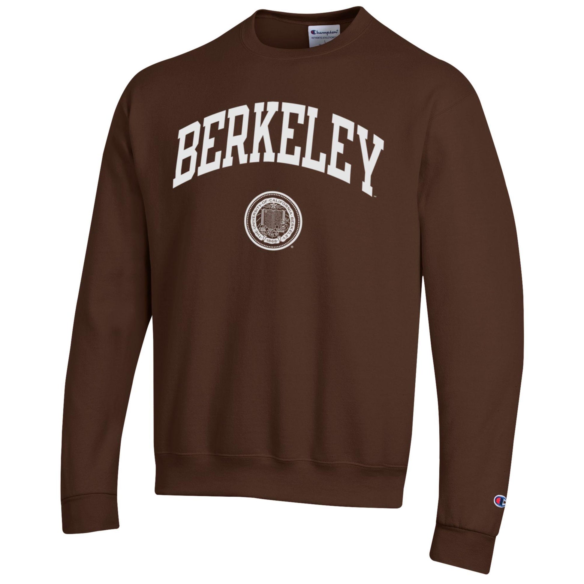 U.C. Berkeley arch & seal Champion crew-neck sweatshirt-Brown-Shop College Wear