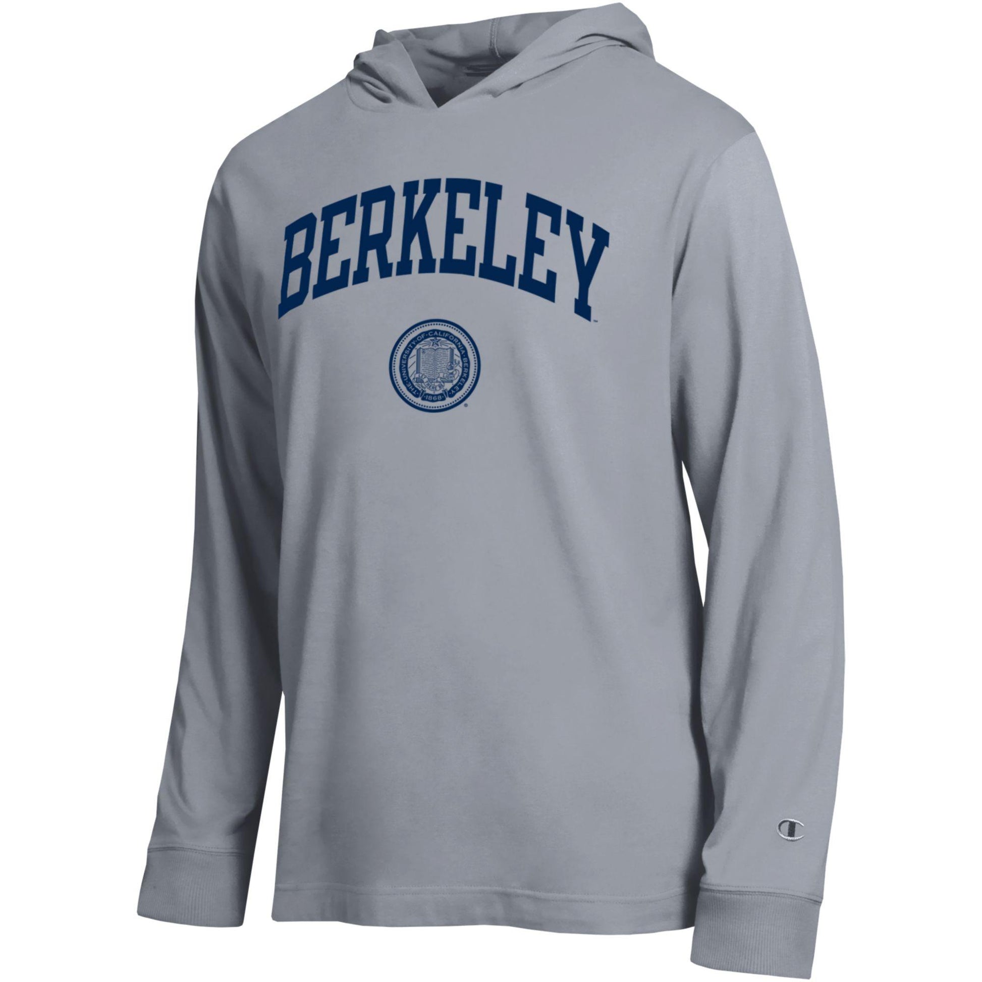 UC Berkeley Arch Over Seal Men's Champion hooded T-Shirt - Grey-Shop College Wear