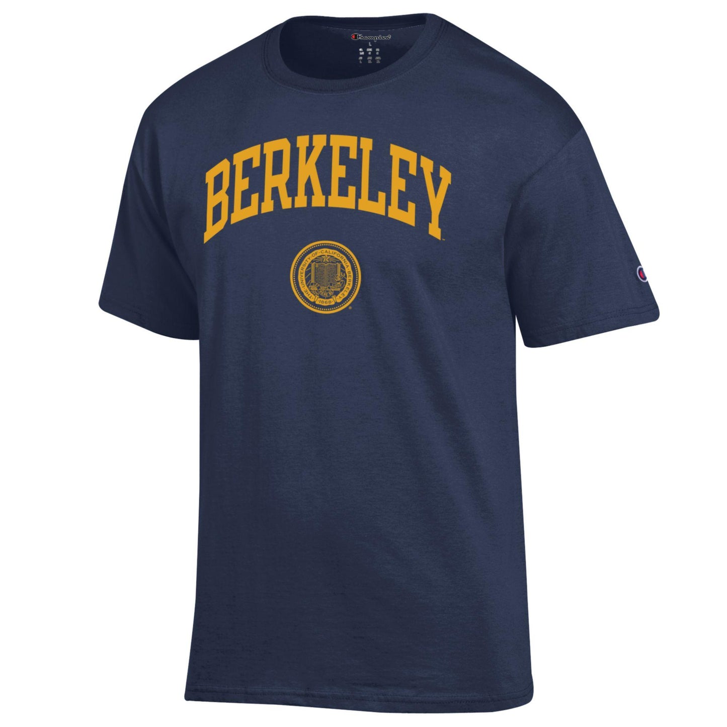 U.C. Berkeley Arch Over Seal Men's Champion T-Shirt-Navy-Shop College Wear